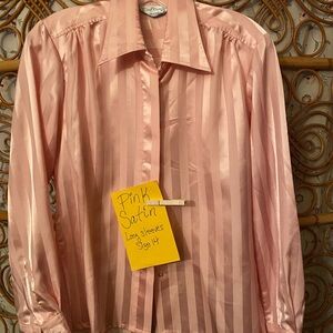 Pink Satin Long Sleeve Shirt